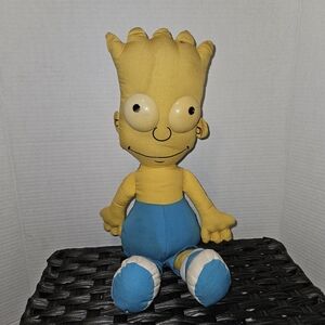 90s Vintage Simpsons Yellow and Blue Cartoon Plush Doll